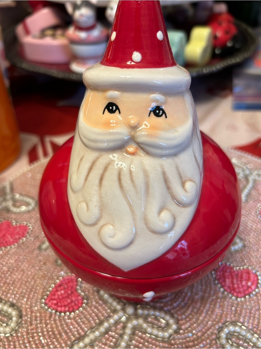 Joanna Parker Red Santa Ceramic Holiday Candy Dish Only used for display